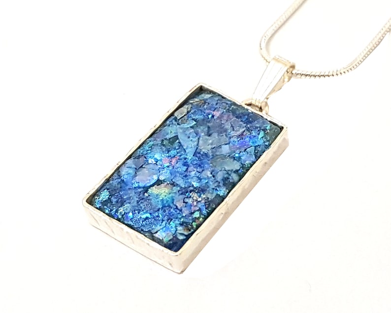 Hand Made 925 Silver Roman Glass Pendant Necklace image 1