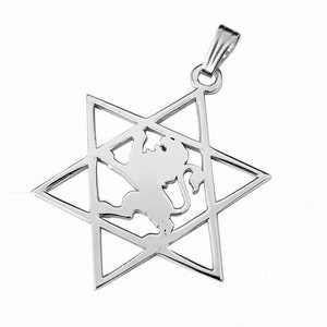 Sterling Silber Davidstern Anhänger mit Löwe von Jehuda – Symbolischer Juwelierschmuck Unisex Anhänger