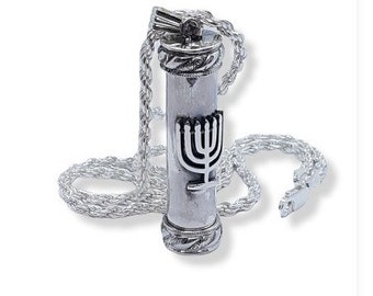 925 Sterling Silver Mezuzah Pendant Jewish Judaica Amulet