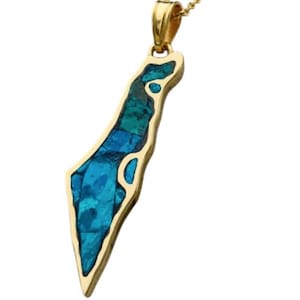 14k Gold Eilat Stein Karte von Israel Anhänger