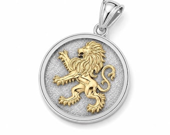 Lion of Judah Pendant in 925 Silver and 9k Gold