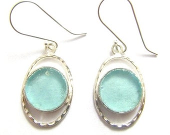 Anceint  Roman Glass 925 Sterling Silver Earrings