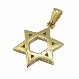 Domed 14K Gold Star of David Pendant,Jewish Star of David Necklace,Jewish Jewelry