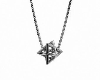 925 Silver Merkaba Star of David Pendant, 3D Star of David ,Judaica Jewelry,Jewish Star Pendant,Kabbalah Pendant