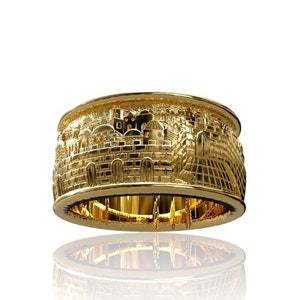 14k Gold Jerusalem Ring ,Jerusalem Jewelry,Unisex Judaica Ring