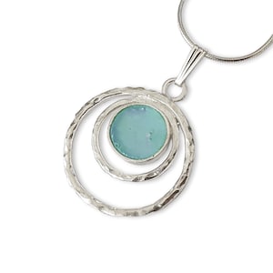 925 Sterling Silver Roman Glass Pendant, Roman Glass Necklace