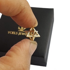 14k Gold Merkaba Star of David Pendant, 3D Star of David ,Judaica Jewelry, 14k Gold Pendant, Jewish Star Of David Pendant,Kabbalah Pendant