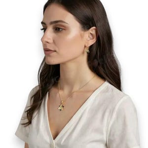 14K gold Star of David Pendant with Shema Israel Onyx Stone