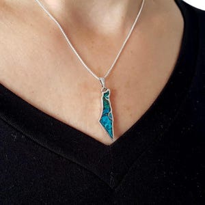 14k Gold Eilat Stein Karte von Israel Anhänger