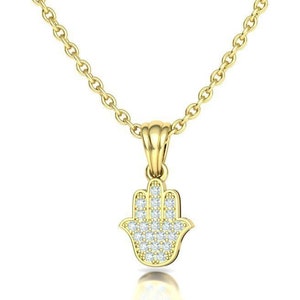 18k Gold Diamond Hamsa , Gold Hamsa Pendant, Mini Hamsa ,Tiny Hamsa Pendant, Solid 18k Gold Hamsa,Diamond Pendant,Jewish Pendant