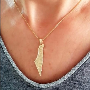 14k Gold Map of Israel Pendant,Jewish Necklace Pendant, Gold Israel Pendant, Gold Jewish Pendant,Map of Israel Pendant