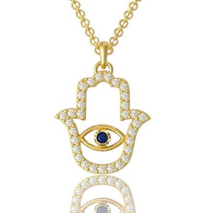 14K Gold  Hamsa Pendant,Judaica Jewish Necklace