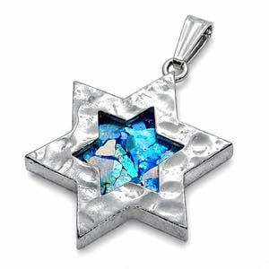 Colgante de cristal romano con estrella de David en plata 925