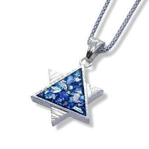 925 Sterling Silver Judaica Pendant, Ancient Roman Glass Star of David Pendant , Magen David Israel Jewelry,Roman Glass Pendant