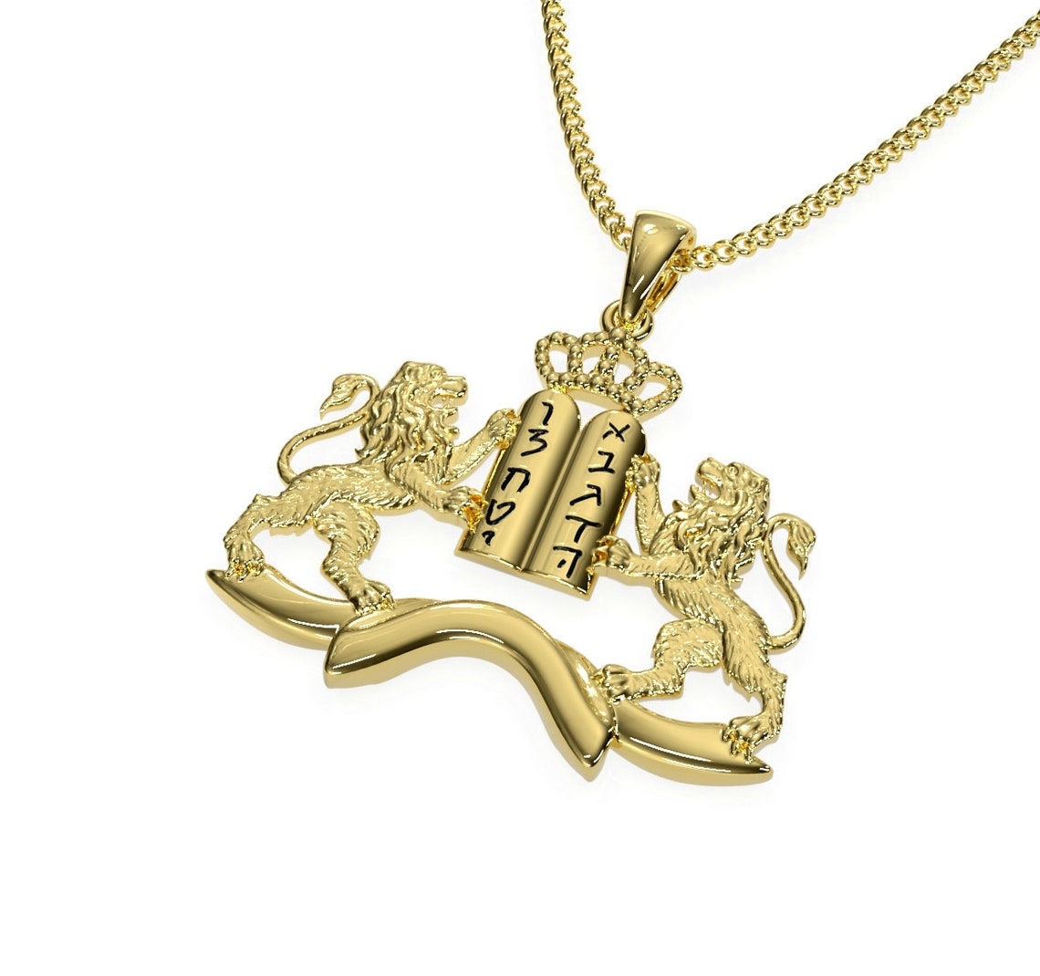 Lion of Judah Pendant 14k Pure Gold Lion Necklace Handmade Etsy