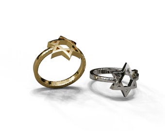 Star of David Ring in 14k Solid Gold,Women Gift ,Jewish Jewelry