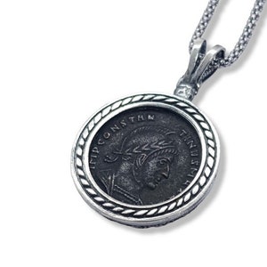 925 Silver CONSTANTINE Ancient Roman Coin Pendant,Roman Coin Pendant from Israel