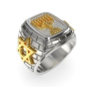 925 Silver Gold Star of David Ring ,Menorah  Ring ,Men Ring,Lion of Judah Ring,Lion Ring Jerusalem Ring