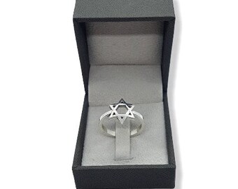 14K White Gold Star Of David Ring ,Jewish Ring,Women Star of David Ring