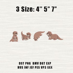 Cute Otters Embroidery Design, Funny Otters Embroidery File, Animal Embroidery Machine File, Instant Download, Digital Download for Shirt