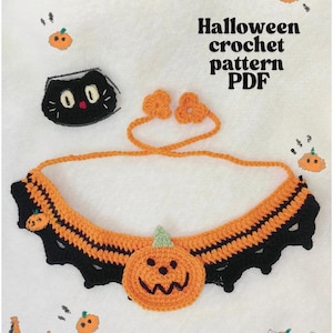 Halloween Crochet Pet Cat Collar - Adjustable Collars for Cats and Dogs, Halloween Pet Outfits, Cat Crochet Collars, Pet birthday gift, PDF