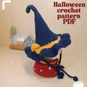 Halloween Pet Magic Hat Crochet Pattern, Mini Wizard Hat Amigurumi Pattern, Pet Costumes, Birthday Cat Costume, Instant Download, PDF