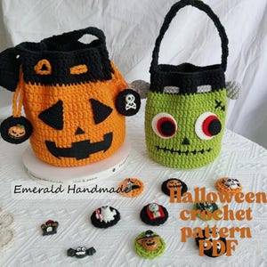 Cute Crochet Pumpkin Bag Halloween Pattern/Trick or Treat Candy Bags/Easy crochet bag/Kids Handbag