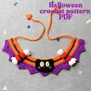 Halloween Crochet Pet Collar - Adjustable Collars for Cats and Dogs,Halloween Pet Outfits,Cat Crochet Collars,Pet gifts,Pet birthday gift