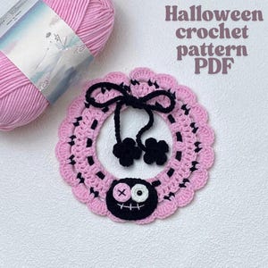 Halloween Crochet Pet pink Collar - Adjustable Collars for Cats and Dogs, Halloween Pet Outfits, Cat Crochet Collars