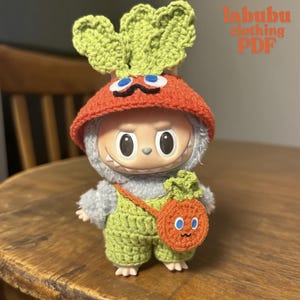 Labubu chlothes Outfit Pattern-Labubu carrot chlothes Outfit-easy crochet pattern-LABUBU for Gift