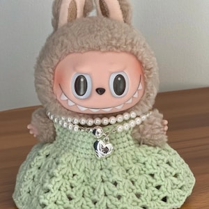 Labubu High-end customization chlothes Outfit Pattern-Labubu Cute green autumn dress costume Outfit-Easy Crochet Pattern-LABUBU for Gift
