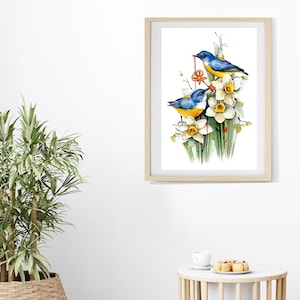 水彩画 花 水仙 絵画 アート インテリア 植物の絵 - 絵画