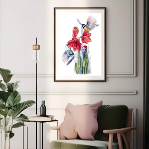 Large Original Watercolor Amaryllis Flower Painting  Botanical Wall Art Amaryllis Floral Artwork Hand-Painted Watercolor Flowers Unique Gift