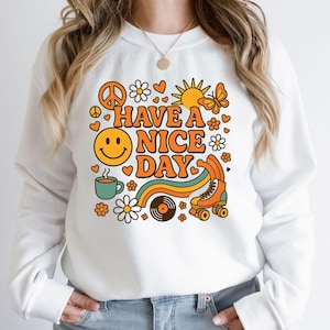 Have A Nice Day Png, Groovy Sublimation Design, Smiley Face Clipart, Roller Skate Design, Peace Symbol Png, Vintage Sun Png, Digital File