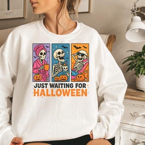 Just Waiting for Halloween Png, Summerween PNG, Skeleton Summerween Png, Funny Spooky Summer Halloween Sublimation Design, Summer Png
