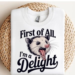 First of All I&#39;m a Delight Sarcastic PNG Files, Funny Opossum PNG, Angry Possum Png, Vintage Shirt Retro Sublimation Design, Png Download