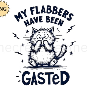My Flabbers Have Been Gasted PNG, Vintage Retro Funny Cat Shirt Design, Snarky Png, Trendy Sarcastic Cat Png, Funny Cat Png, Digital File