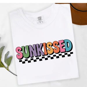 Checkered Neon Sunkissed PNG, Vacation Design, Bright Summer Shirt Design, Sun png, Beach PNG, Colorful Summertime png Women, Digital File
