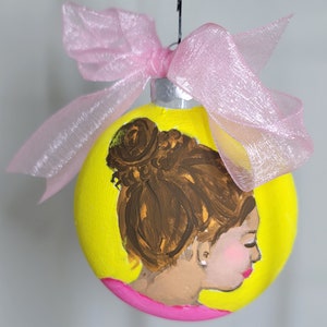 Timeless Beauty: Woman with Bun Glass Christmas Ornament for Gift Exchange, Decorative Balls, Glass Christmas Balls, Glass Bauble, Bauble
