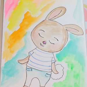Happy Bunny Boy, 8x6 painting image 4