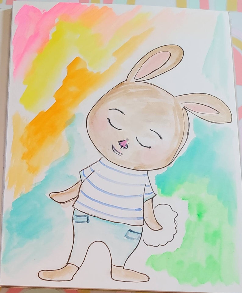 Happy Bunny Boy, 8x6 painting image 4