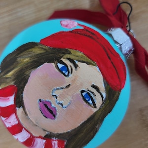 Jolly in Red: A Hand-Painted Glass Christmas Ornament for Gift Exchange, Decorative Balls, Glass Christmas Balls, Bauble, Glass Bauble.
