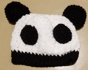 Panda Ear Baby Hat size NB-3M, Beanie, Crochet Hat, Knit Hat, Yarn Arts by Grandma Betty