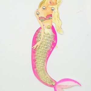 Articulated Mermaid Art Paper Doll, original Mixedmedia paper doll. image 3