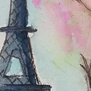 je t'adore Eiffel Tower Original Mixed Media Wood Slice Painting Ornament image 5