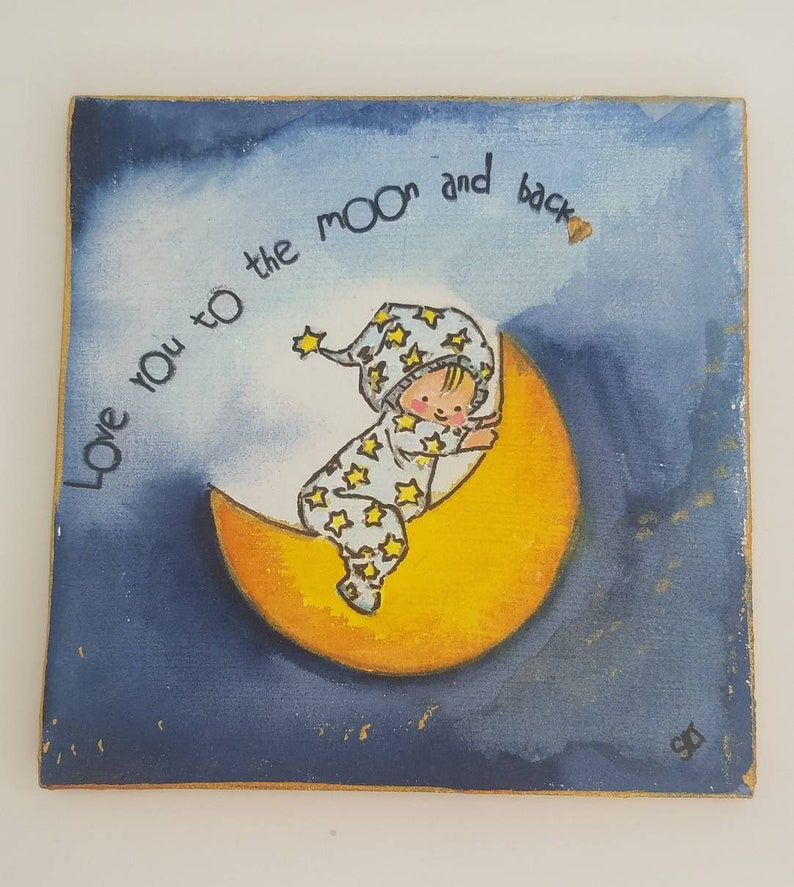 4x4 Love You To The Moon And Back Sweet Baby Mixed Media Painting On Wood Panel Art Collectibles Mixed Media Collage Keyforrest Lt 4x4 Love You To The Moon And Back Sweet Baby Mixed Media Painting On Wood Panel Art Collectibles Mixed Media Collage Keyforrest Lt