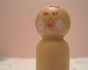 Baby Peg Doll, Cake Topper, Clothespin Doll