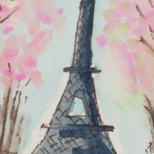 je t'adore Eiffel Tower Original Mixed Media Wood Slice Painting Ornament image 8