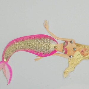 Articulated Mermaid Art Paper Doll, original Mixedmedia paper doll. image 2