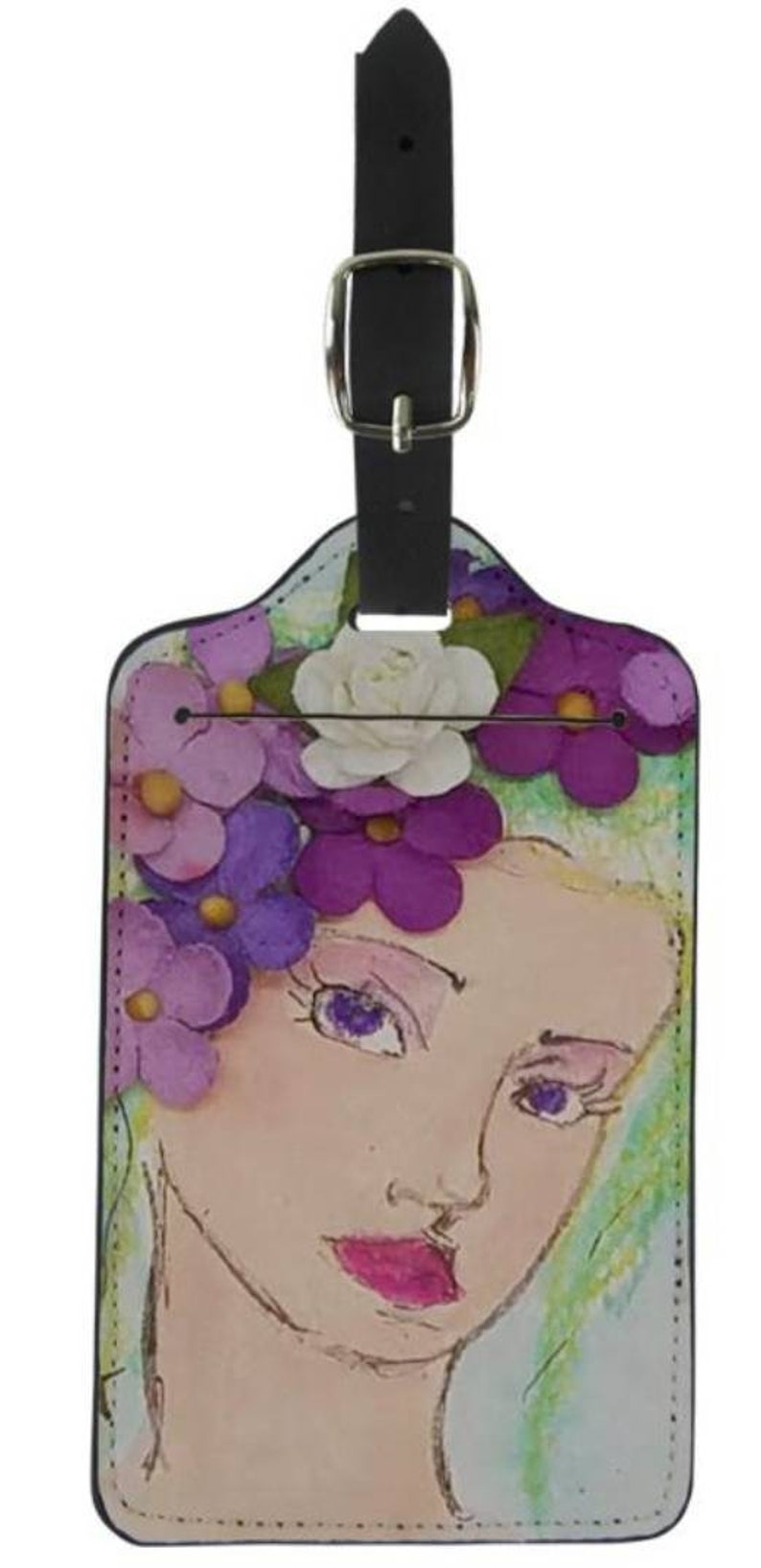 The Beautiful Flower Girl Violet Luggage Tag Leather